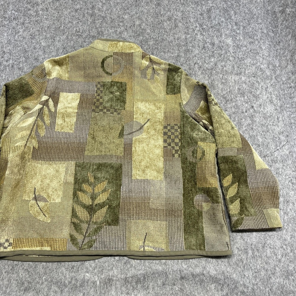 Barn Fly Jacket Womens 2X Green Geometric Leaf Zip Tapestry Collared Vintage - Picture 13 of 14